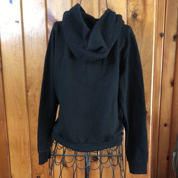 PINK Victoria's Secret sweatshirt partial sherpa small Black fuzzy sweatshirt​​ - Picture 4 of 4